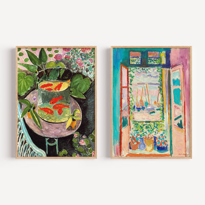 Goldfish & Open Window Set Of Two Wall Art Prints by Henri Matisse - Inka Arthouse