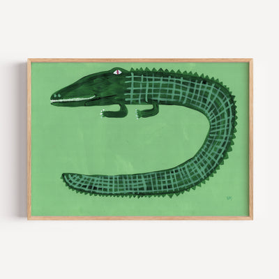 Green Crocodile Wall Art Print by Nancy Mckie - Inka Arthouse