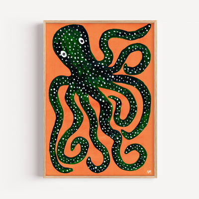 Green Octopus Wall Art Print By Nancy Mckie
