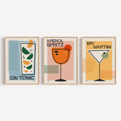 Set Of Three Cocktail Wall Art Prints by Inka Arthouse