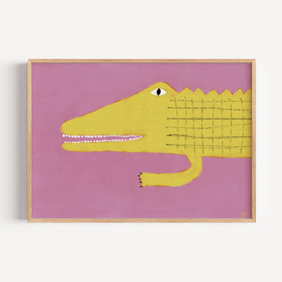 Yellow Crocodile Wall Art Print By Nancy Mckie