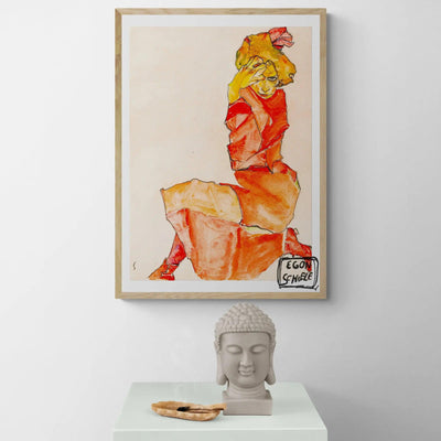 Woman In Red Dress by Egon Schiele Inka Arthouse